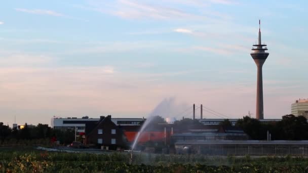 Dusseldorf Germany 2022 Agricultural Irrigation System Dusseldorf Needed Due Hot — Vídeo de Stock