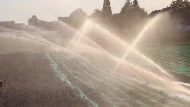 Agricultural Irrigation System Needed Due Hot Summer Drought Caused Climate — Stockvideo