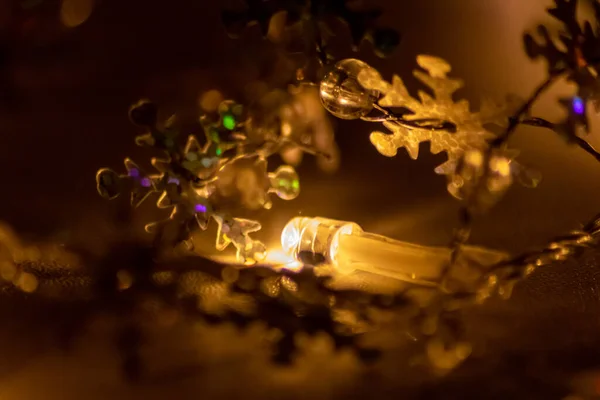 Красочные Рождественские Огни Разноцветная Цепь Огней Счастливого Нового Года Святого — стоковое фото