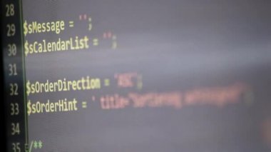 Web geliştiricisi ve php geliştiricisi tarafından ekrana yansıtılan PHP-code incelemesi, güvenli nesne yönelimli programlama dilinde modern uygulamalar için kaynak kodlu bilgisayar ekranı ve sunucu betikleri gösteriyor