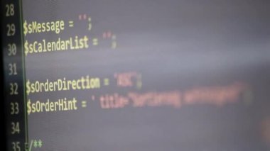 Web geliştiricisi ve php geliştiricisi tarafından ekrana yansıtılan PHP-code incelemesi, güvenli nesne yönelimli programlama dilinde modern uygulamalar için kaynak kodlu bilgisayar ekranı ve sunucu betikleri gösteriyor