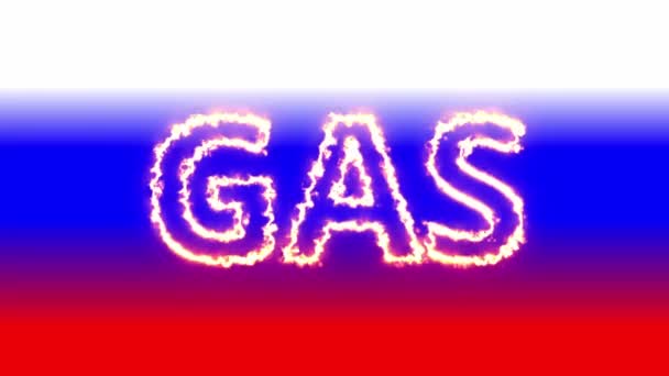Burning Gas Letters Russian Flag Background Show Extinguishing Fire Due — Stock Video
