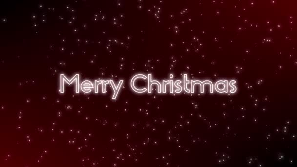 Zářící Veselé Vánoce Animovanými Písmeny Padající Sněhové Vločky Pozadí Ohňostrojem — Stock video