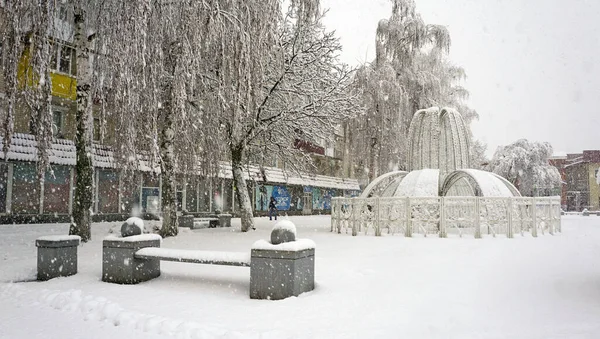 Lokalizacja Rosja Terytorium Krasnodarskie Miasto Ust Labinsk Śnieg Mróz Kubanie — Zdjęcie stockowe
