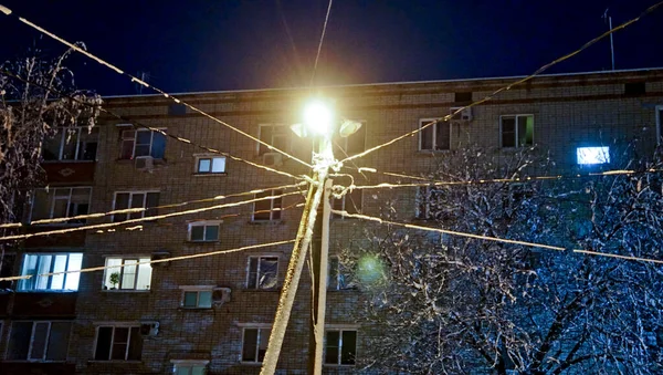 Die Nächtliche Winterstraßenfotografie Hat Ihren Reiz Location Russia Territorium Krasnodar — Stockfoto