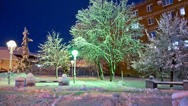 Ночная Зимняя Уличная Фотография Имеет Свои Прелести Место Нахождения Россия — стоковое фото