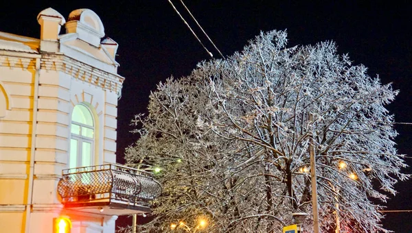 Noite Inverno Fotografia Rua Tem Seus Encantos Localização Rússia Território — Fotografia de Stock