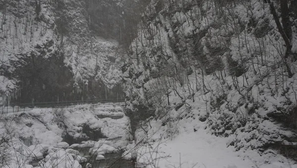 Amazing Winter Nature Caucasus Mountains Location Russia Guam Gorge Region — Stock Photo, Image