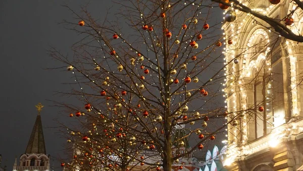 Vista Nocturna Del Invierno Moscú Kremlin Río Moscú Parque Zaryadye —  Fotos de Stock