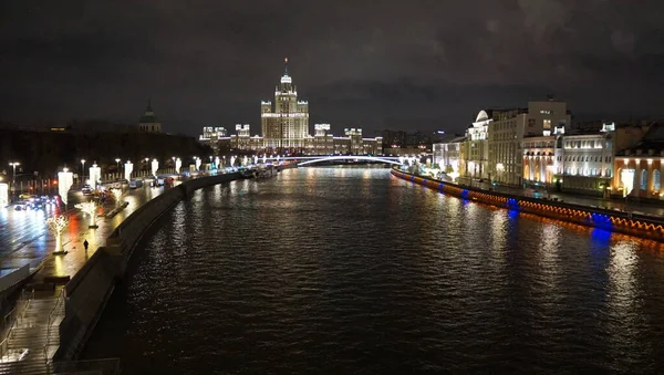Νυχτερινή Θέα Του Χειμώνα Μόσχα Κρεμλίνο Μόσχα Και Πάρκο Zaryadye — Φωτογραφία Αρχείου