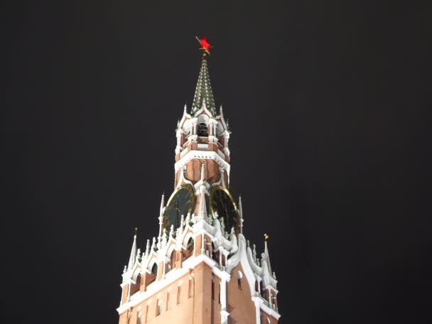 Vista Nocturna Del Invierno Moscú Kremlin Río Moscú Parque Zaryadye — Vídeos de Stock