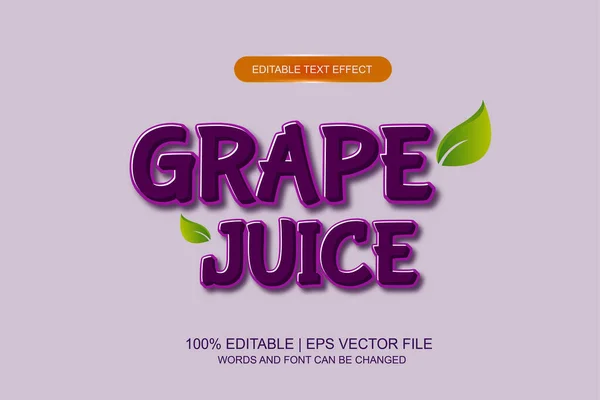 Grape Juice Fruits Nature Logo Template Editable Text Effect Style — Stock Vector