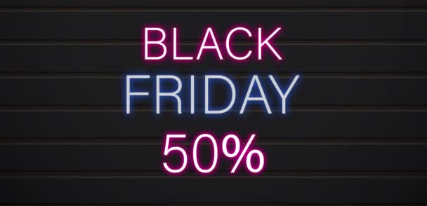 Black Friday Verkauf Leuchtreklame Banner Hintergrund Für Promo Video Rabatt — Stockvideo