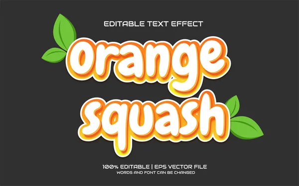 Orange Squash Editable Text Effect Design Premium Vector — Stock Vector