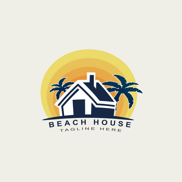 Морская собственность Logo Design Illustration. Beach House Design, Beach Real Estate, Beach Resort, Village, Beach Hotel