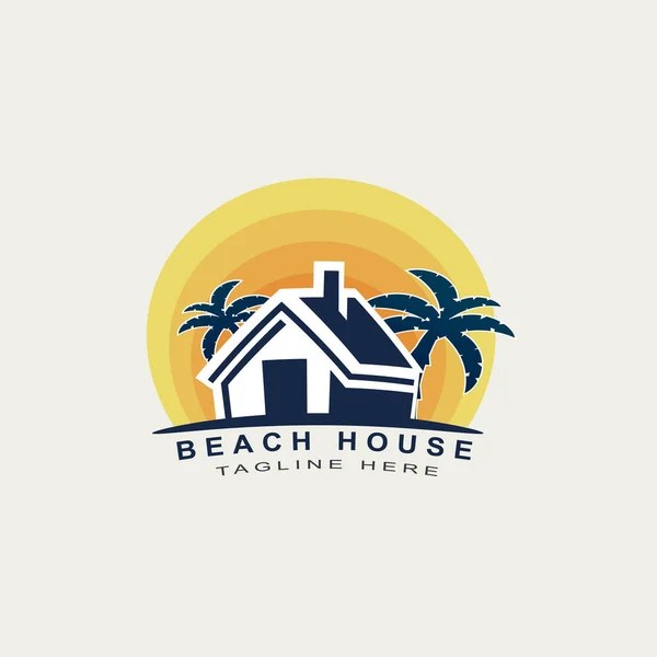 Marine Property Λογότυπο Σχεδιασμός Εικονογράφησης Beach House Logo Design Beach — Διανυσματικό Αρχείο