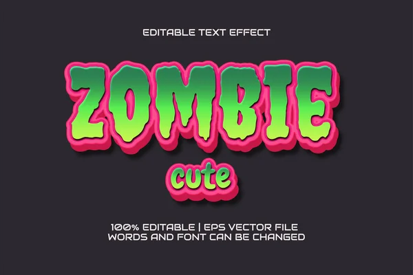 Editable Text Effect Cute Zombie Style — Stock Vector