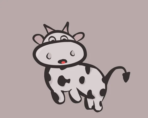 Vektorová Ilustrace Krávy Jednoduchém Dětském Stylu — Stockový vektor