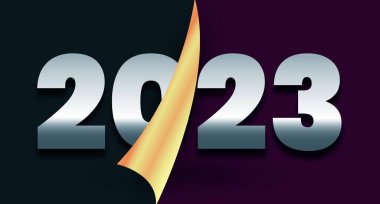 Yıl sonu 2023 tasarımı ve arka planda siyah.