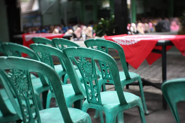 Sillas Plástico Están Perfectamente Organizados Para Reuniones Muy Práctico —  Fotos de Stock