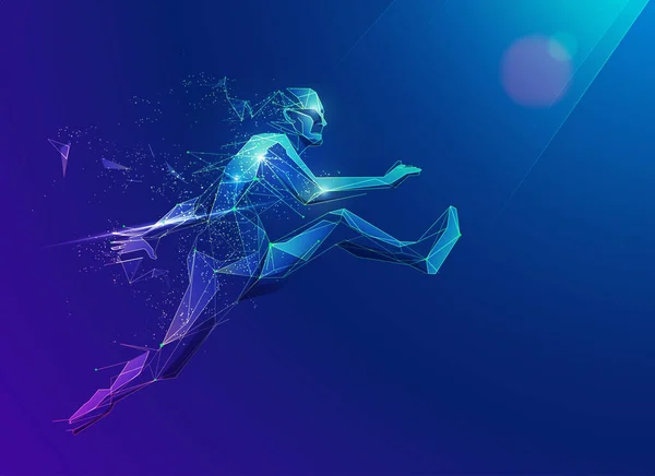 Concept Science Sport Métaphore Entreprise Graphique Homme Futuriste Low Poly — Image vectorielle