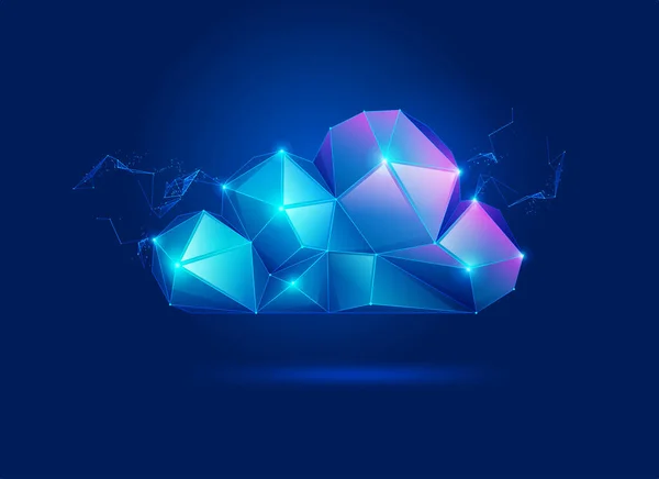 Concept Cloud Computing Technology Graphic Low Poly Cloud Shape Futuristic — Stock vektor
