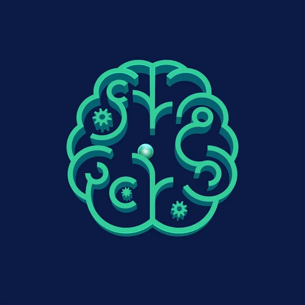Concept Mind Intellect Brain Storming Graphic Brain Shape Combined Maze — Stockvector