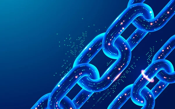 Blockchain teknolojisi konsepti, dijital elementli gelecekçi zincir grafiği