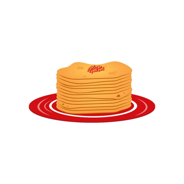 Hagyományos étel - palacsinta vörös kaviárral. Készletvektor-grafika. — Stock Vector