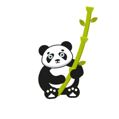 Bambu dallı panda. Vektör grafikleri.