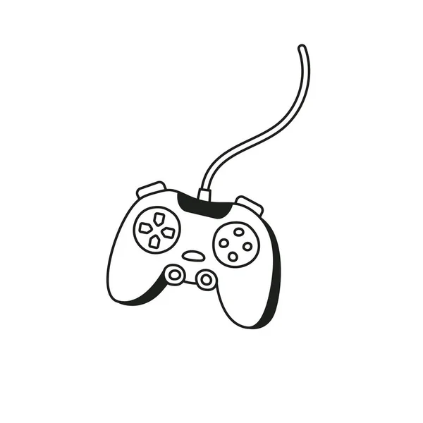 Un joystick di gioco, disegnato in stile doodle. Grafica vettoriale. — Vettoriale Stock