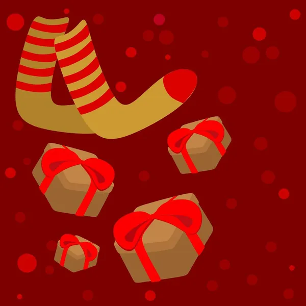 Weihnachten Und Geschenke Neujahr Und Tannenzweig Schachteln Und Socken Kamin — Stockfoto