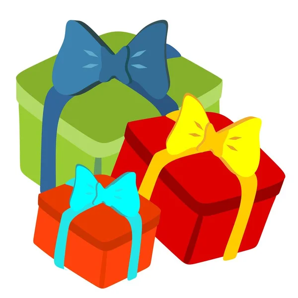 Gift Box Gifts Wrappers Box Bow Holiday Surprise — Stockvektor