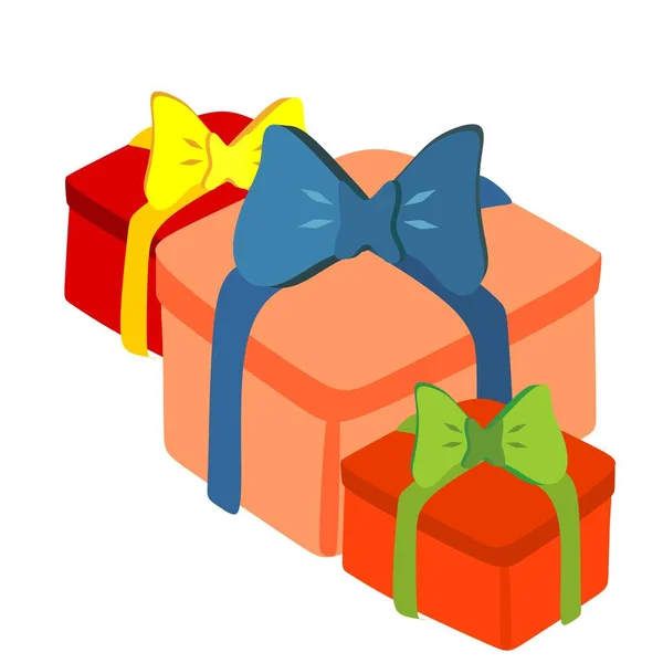 Gift Box Gifts Wrappers Box Bow Holiday Surprise — Stockvektor