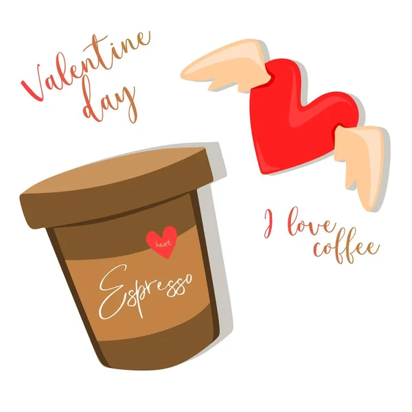 Coffee Love Composition Coffee Hearts — ストックベクタ