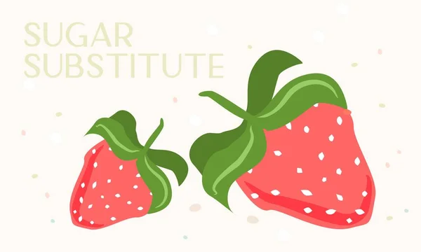 Image Différents Fruits Baies Feuilles Fleurs Bannière Illustration Avec Des — Image vectorielle