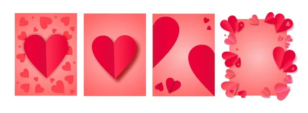 Love Postcards Cards Heart Greeting Form Valentine Day Banner Romantic — Stockvector