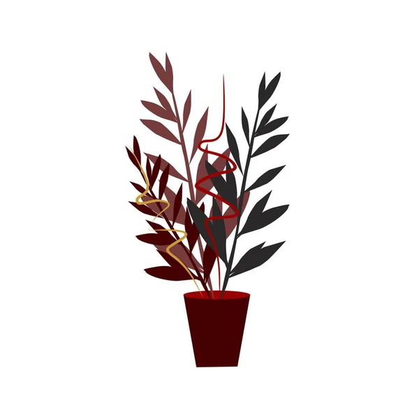 Plantes Fleurs Dans Pot Nuances Plantes Atypiques Bordeaux Gris Foncé — Image vectorielle
