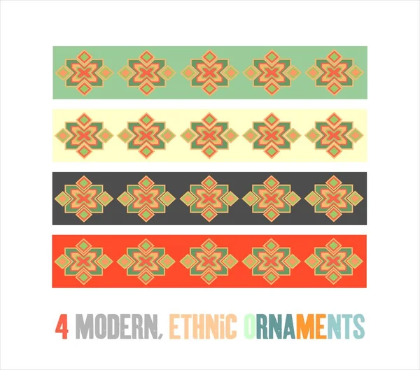 Moderne Ethnische Ornamente Vereinzelte Ornamente Modernen Farben Zentralasien Asiatische Motive — Stockvektor