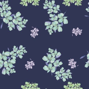 suluboya illüstrasyon düz desenli alstroemeria çiçekleri koyu mavi bir arkaplanda, duvar kağıdı veya kumaş için