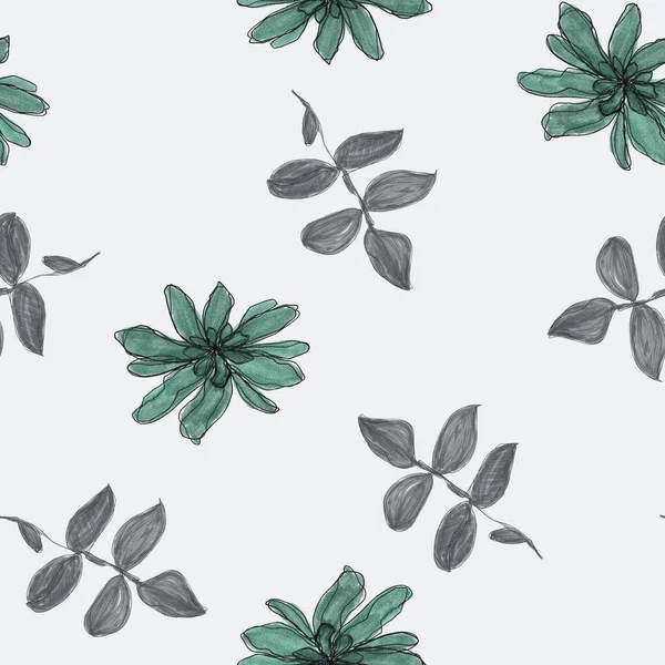 Aquarela Ilustração Sem Costura Padrão Botânico Imprimir Flores Abstratas Para — Fotografia de Stock