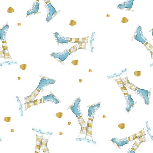 Aquarell Illustration Nahtlose Musterbeine Eines Mädchens Gestreiften Socken Und Rosa — Stockfoto
