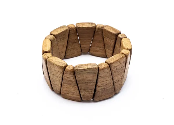 Bracciale Legno Grigio Isolato Sfondo Bianco Parti Triangolari — Foto Stock