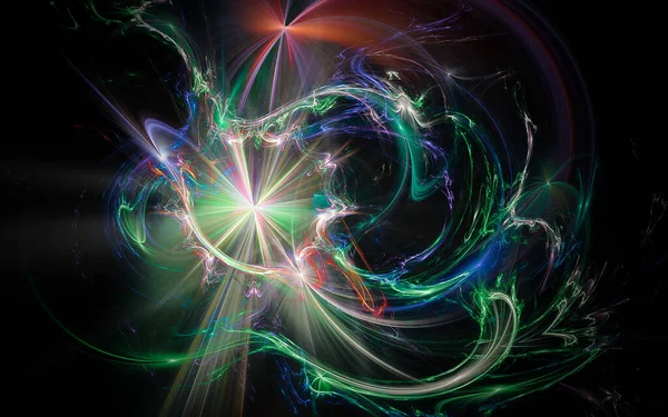 Abstraktní Počítačové Ilustrace Fantastických Energetických Vln Různých Tvarů Odstínů Černém — Stock fotografie