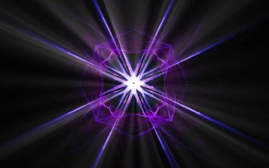 Ağ tasarımı ve grafikleri için ışınları olan soyut illüstrasyon bilgisayarı görüntüleme arkaplan görüntüsü fantastik yıldızı.