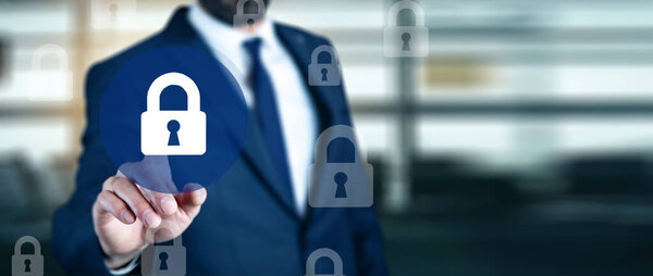 man touching lock in the screen