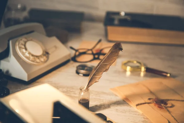 Tinta Con Letras Teléfono Escritorio — Foto de Stock