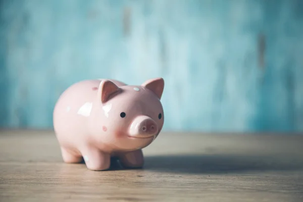 Pink Piggy Bank Desk — Stock Photo, Image