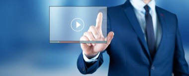 man hand play sign in screen
