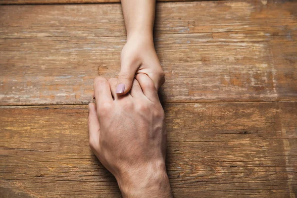 Mujer Hombre Mano Escritorio Madera —  Fotos de Stock